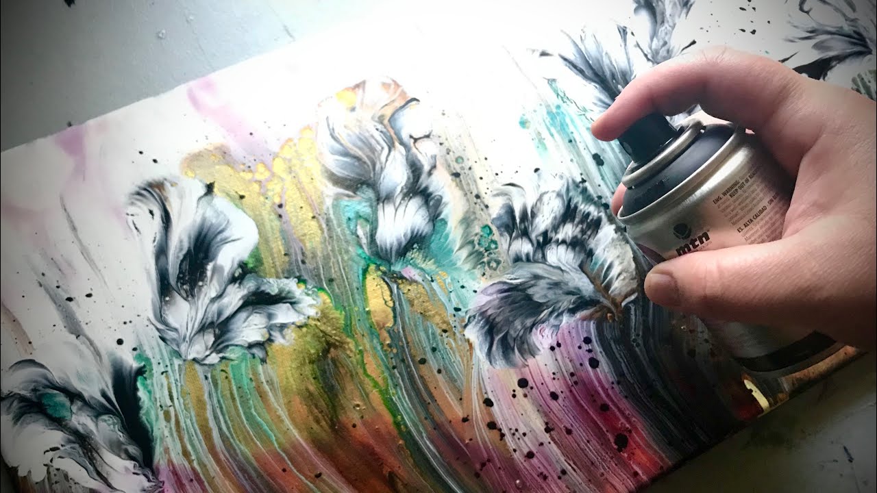 SPRAY PAINT Acrylic Pour