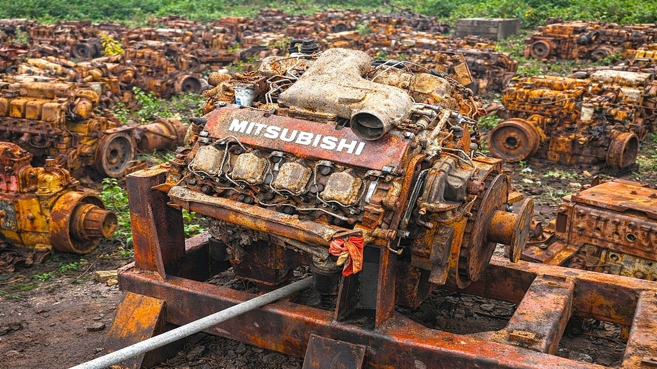 Restoration of a Severely Rusted Mitsubishi V8 Marine Engine – Reviving a Forgotten Ship Powerhouse