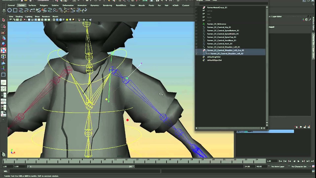 Character Tutorial - Creating Control Curves 1 - Part 9/38