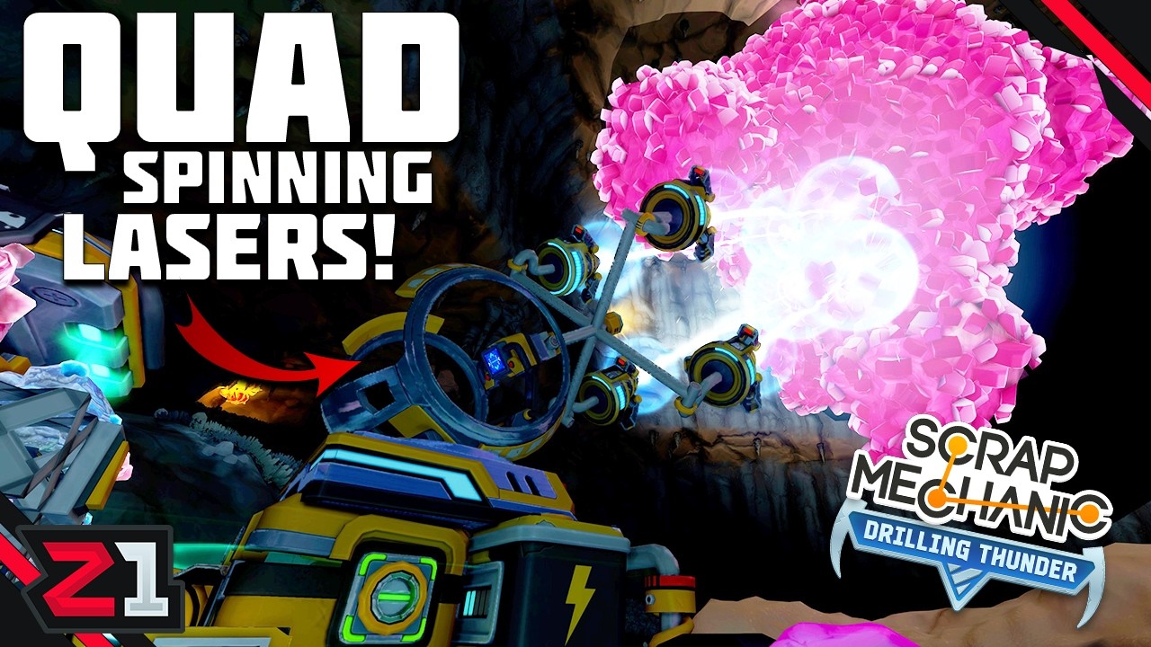 I Created A Rotating Quad Mining Machine That Cant Be Stopped! Scrap Mechanic Drilling Thunder [E11]