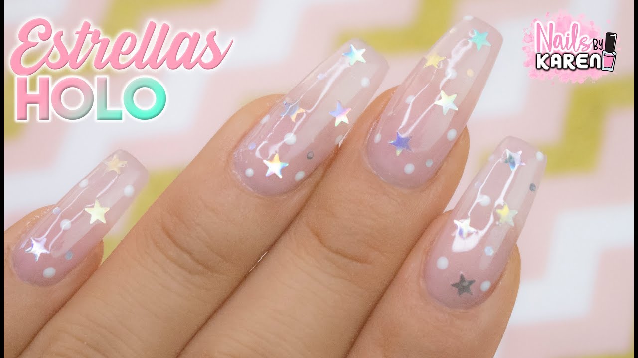 UÑAS TRASLÚCIDAS con ESTRELLAS HOLOGRÁFICAS | Moda