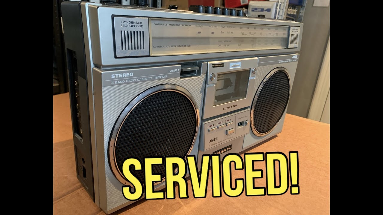 Sanyo M4200LG Radio Cassette Service. 1980's Boombox Belt Change & Service