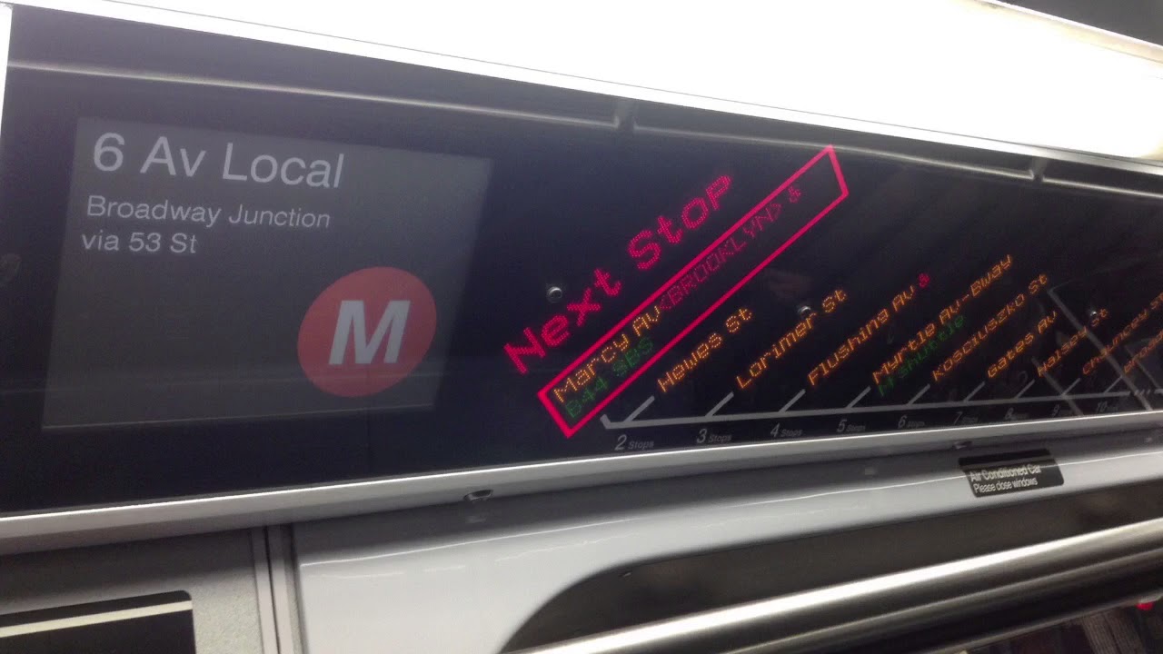 MTA NYC Subway: R160 (M) Train Recording Announcement to/from Broadway Junction