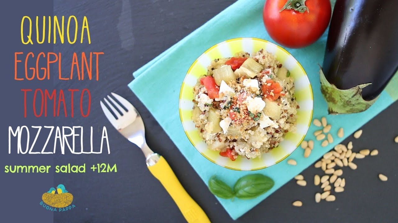 Quinoa Eggplant Tomato Mozzarella Salad +12M recipe