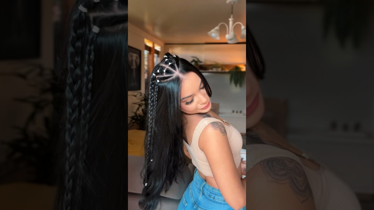 Penteado f&aacute;cil com liguinhas 😍 #penteados #penteadosfaceis #tutorial