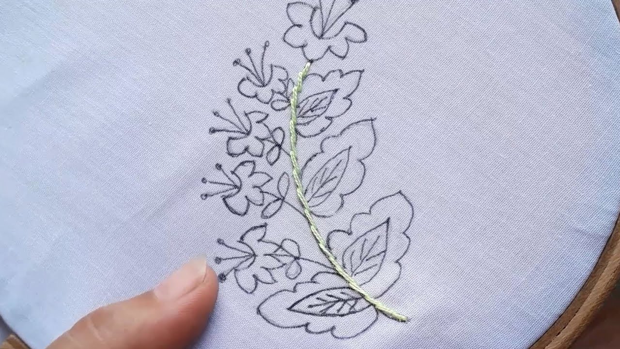 hand embroidery lazy daisy flower stitch design for dress