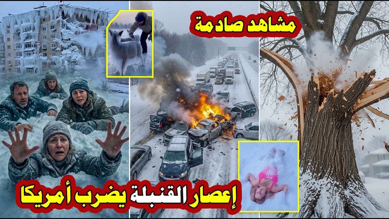 عاجل | إعصار القنبلة يضرب أمريكا… انفجار الأشجار ونيويورك يدخلها الرعب بسبب قنابل الجليد