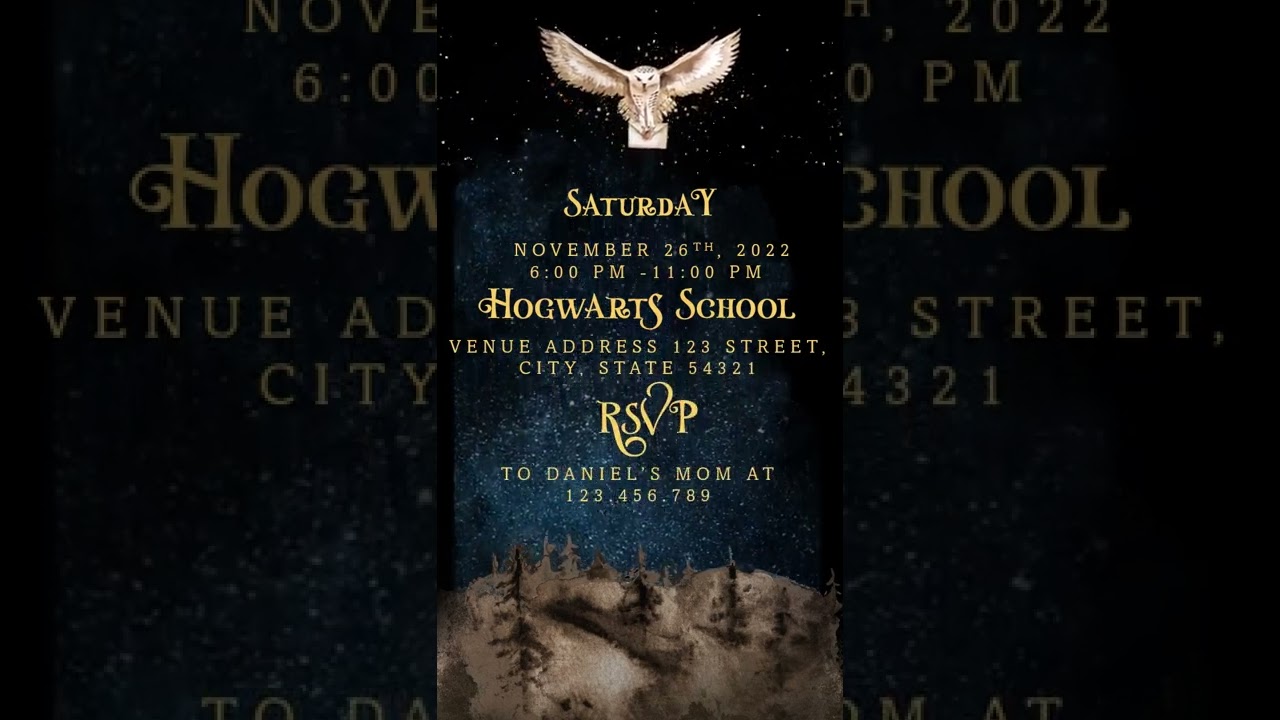 wizard magic birthday invitation, animated harry potter birthday party invites, hogwarts evite