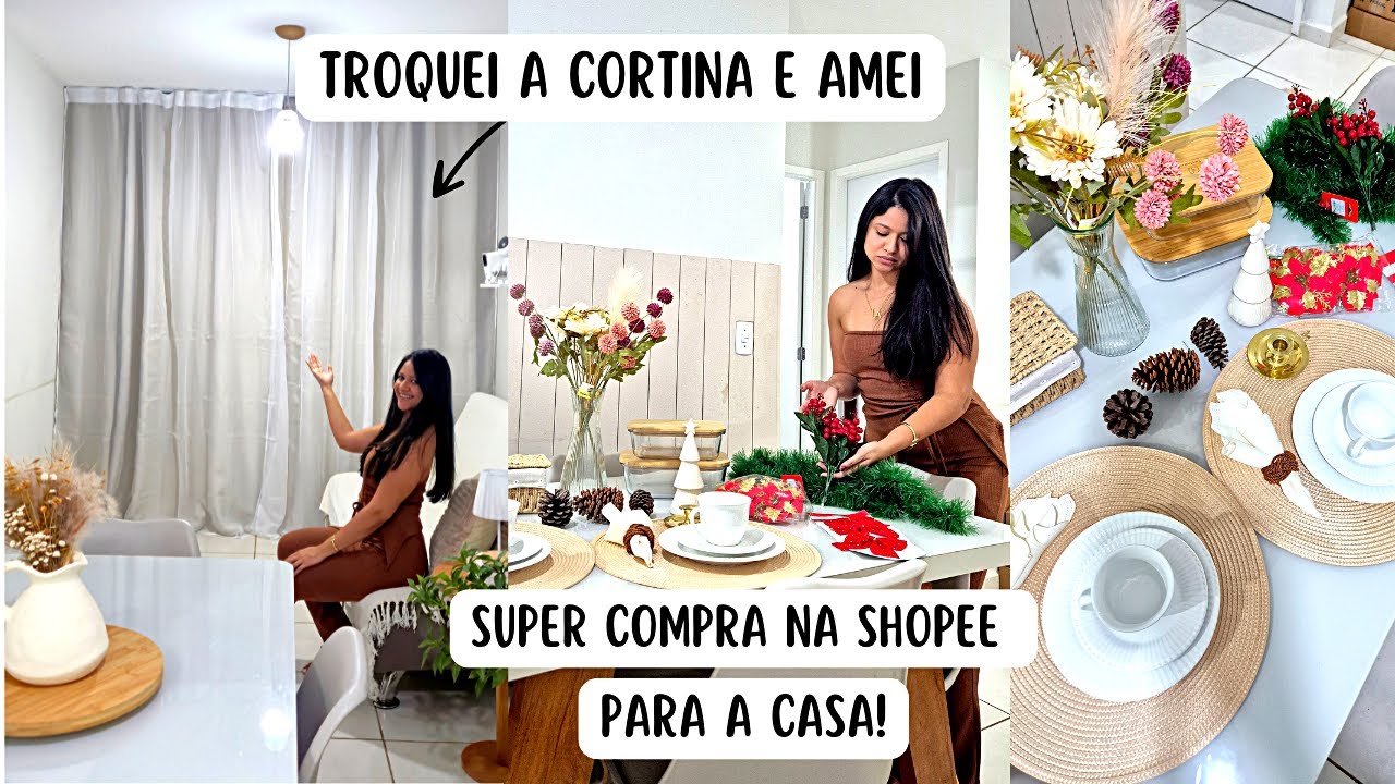 SUPER COMPRA PARA A CASA NA SHOPEE - Aparelho de jantar, cortina para a sala e decoração de natal! 🎄