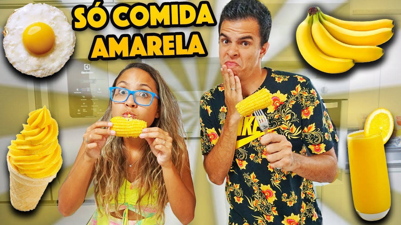 UM DIA INTEIRO SÓ COMENDO COMIDAS AMARELAS!