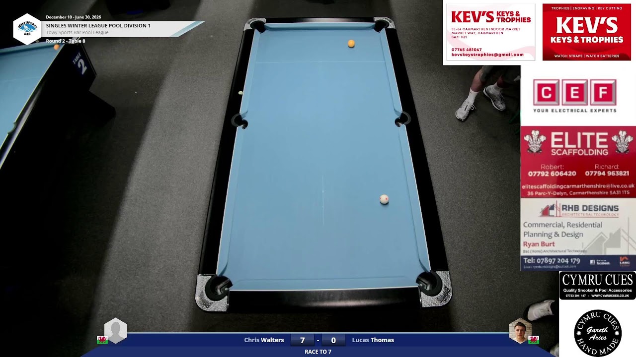 Chris Walters Vs Lucas Thomas Winter Pool League Division 1