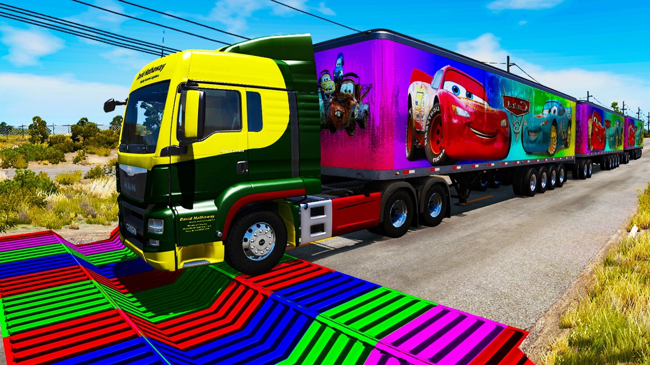 Trucks Cars vs Massive Speed Bumps vs Giant Bulge BeamNG Drive