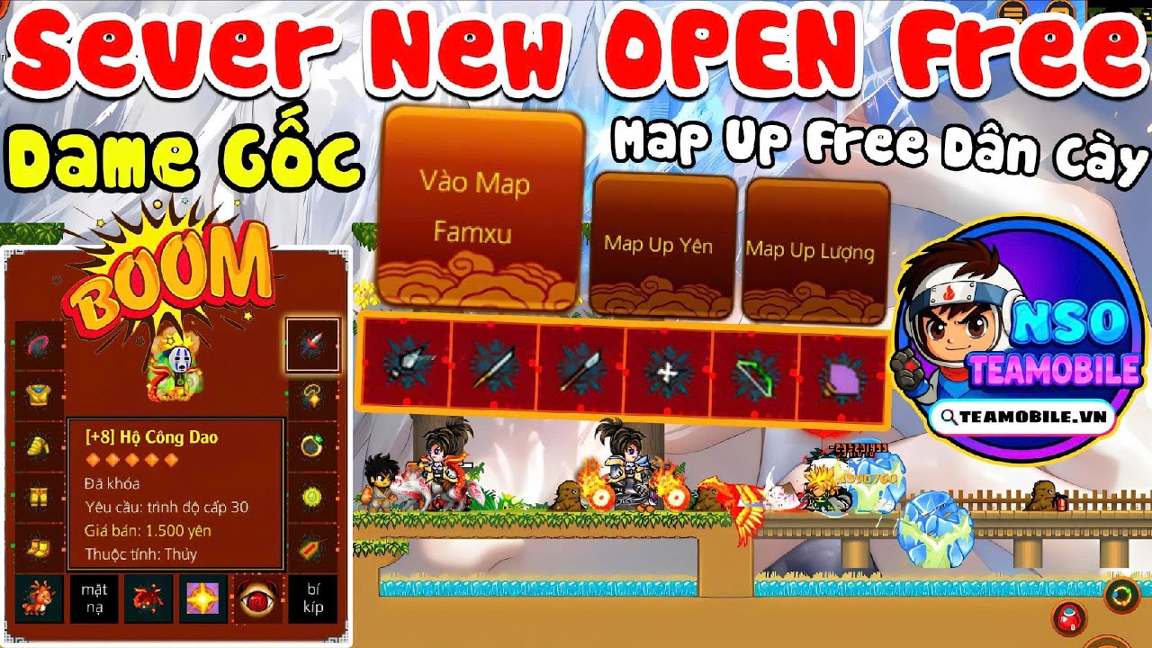Ninja School Online Lậu Miễn Phí Dame Gốc Free Vũ Khí 6 Phái +16 Vĩnh Viễn Có Map Up Yên Xu Lượng