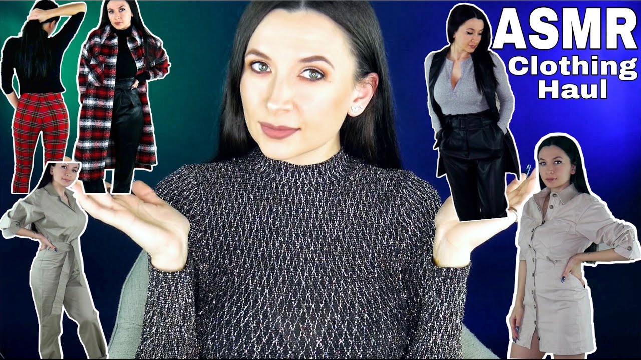 ASMR fabric sounds, whisper. Clothing haul & Try-on