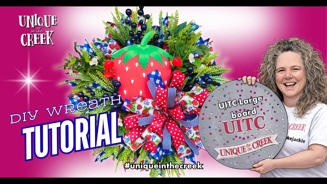 Strawberry & Blue Berry Wreath on UITC Large Round