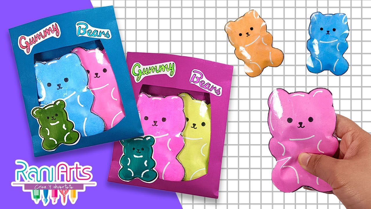 Lindas gomitas - DIY - SQUISHY DE PAPEL DE GOMITAS de colores