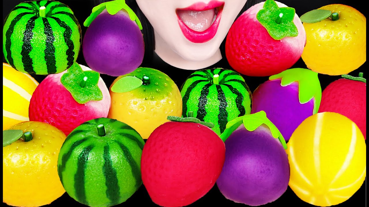 ASMR Fruit Mochi Wagashi 과일 화과자 모찌 먹방 Mukbang, Eating