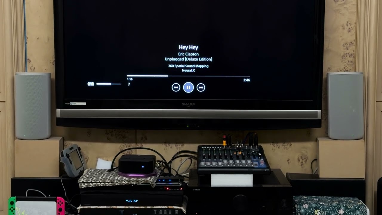 SONY HT-A9用Bluetooth連接iPhone播放Eric Clapton - Hey Hey (unplugged) 低音音量故意設定在最小