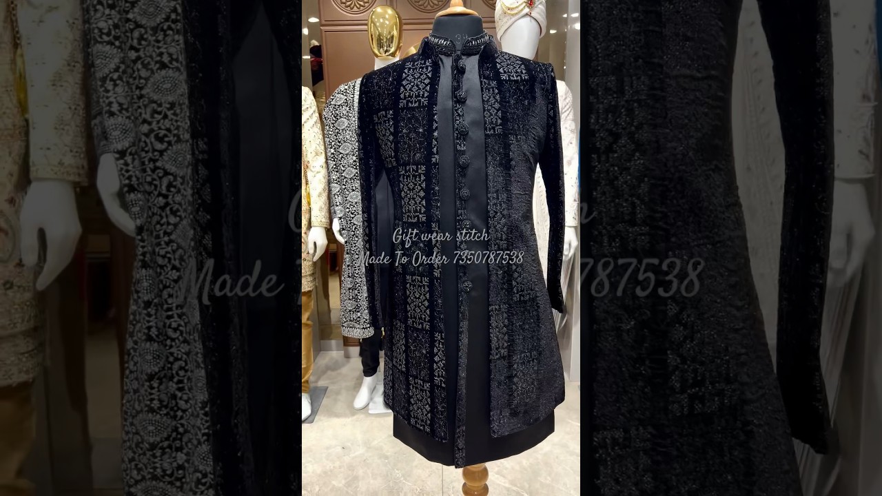 Black Indo western sherwani design,designer sherwani for wedding #shorts #sherwani #wedding #viral
