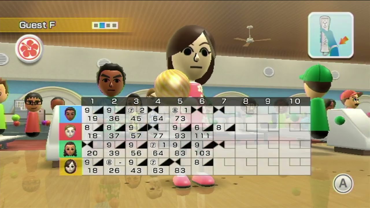 Wii Sports Resort: Bowling - 4 Players - Guest A vs Guest B vs Guest D vs Guest F