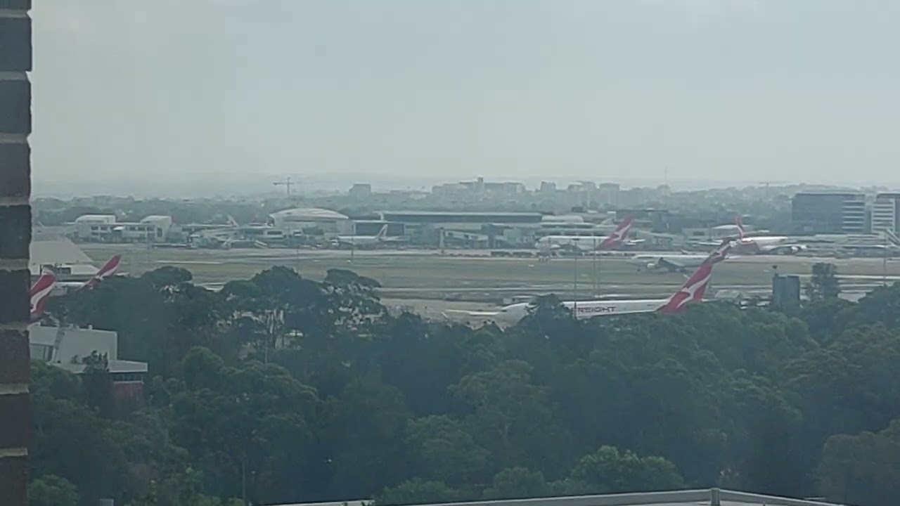 High rise view of Sydney Airport .