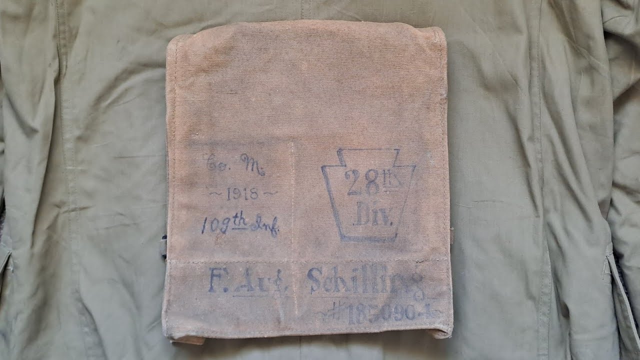 WW1 US M1917 Gas Mask Haversack 28th Infantry Division 