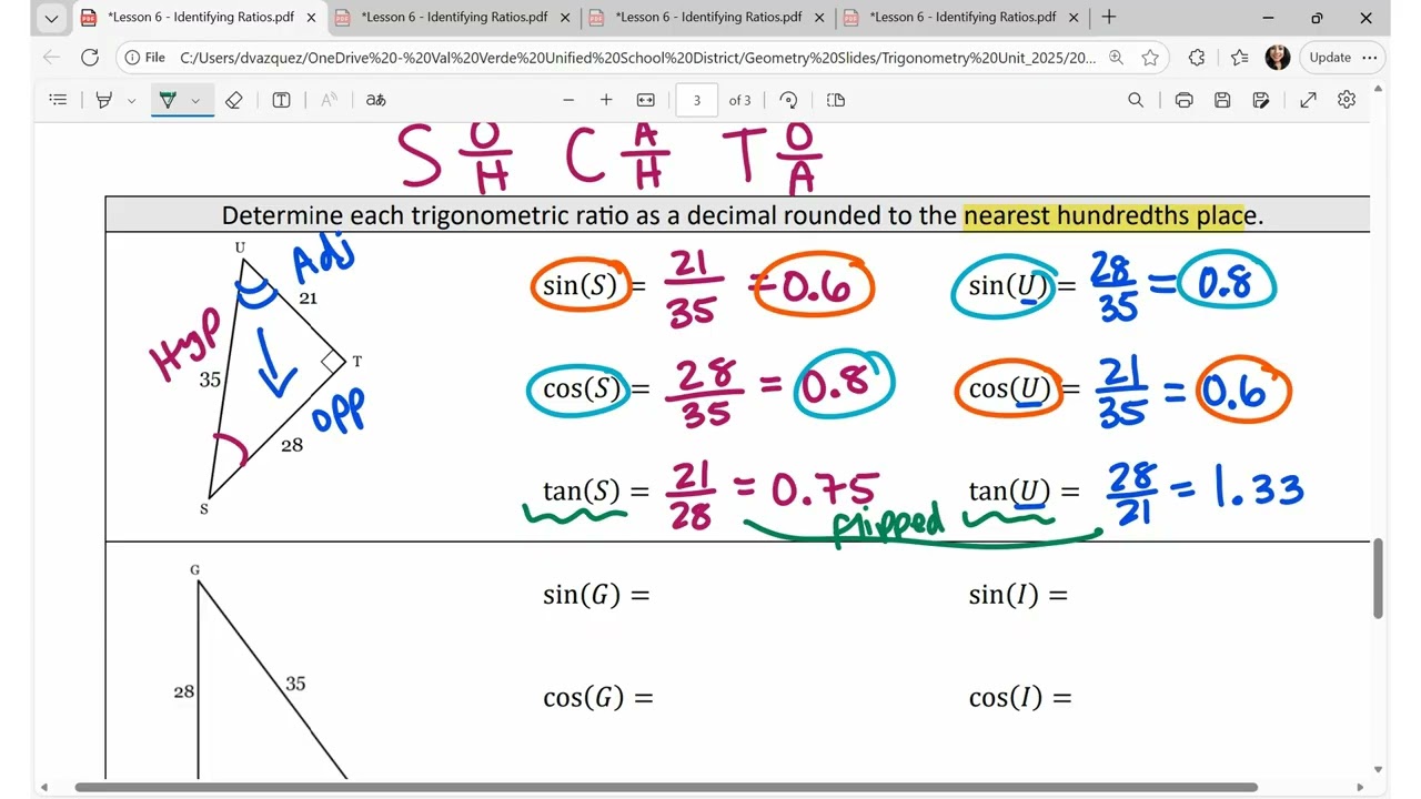 Lesson 6 Trigonometric Ratios video 2