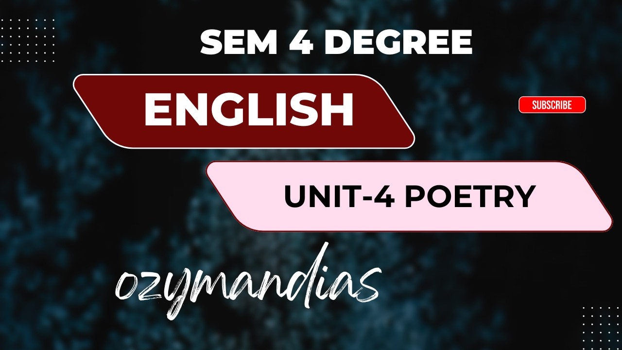 Ozymandias|poetry|unit-4|degree 2nd year|english|sem 4|in telugu|OU