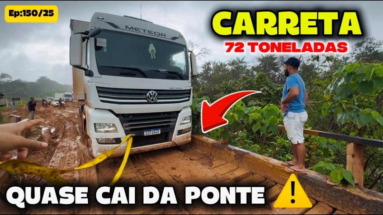 CARRETA COM 72 TONELADAS QUASE CAI DA PONTE
