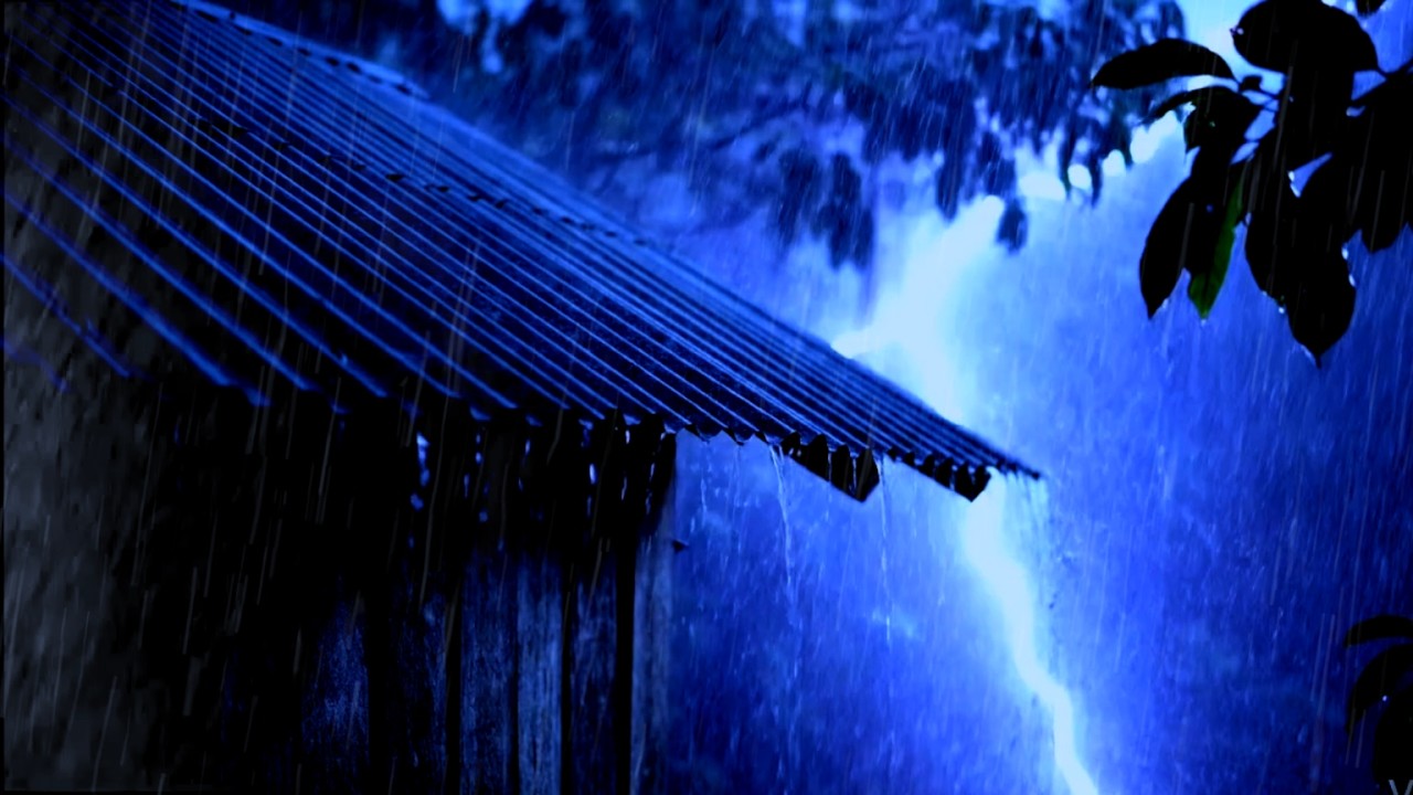 Heavy Rain on Tin Roof at Night – Deep Sleep and Thunder Sounds For Sleeping