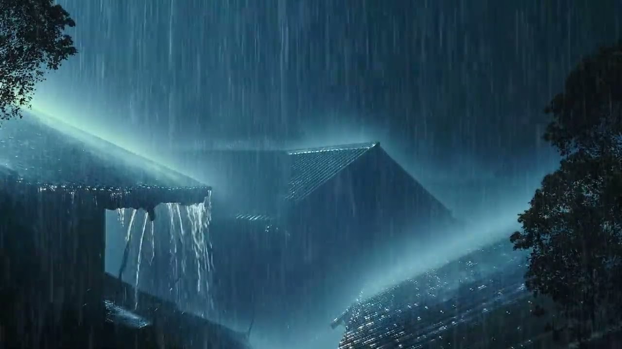 Heavy Rain on a Tin Roof for Sleeping 24/7 🌧️ Deep Sleep Relaxing Rain Sounds