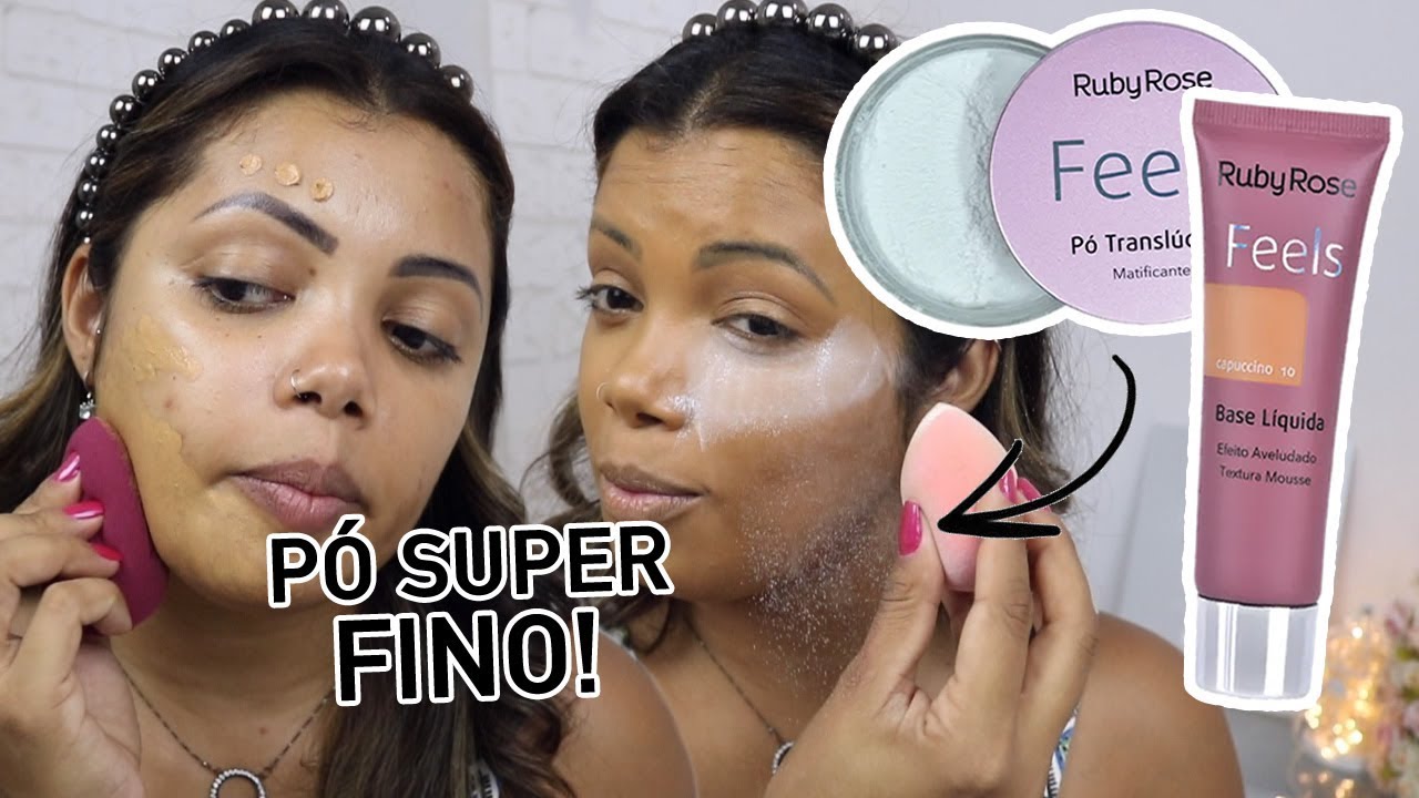 LINHA FEELS RUBY ROSE | BASE DE MÉDIA OU ALTA COBERTURA? O PÓ FUNCIONA PARA PELE NEGRA?