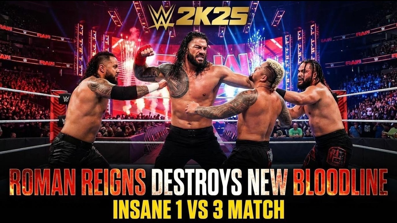Roman Reigns DESTROYS New Bloodline – INSANE 1 vs 3 Match