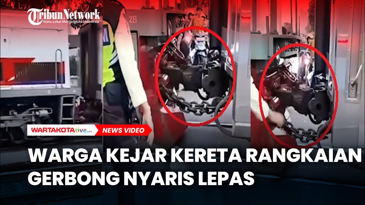 Aksi Heroik Warga Kejar Kereta Rangkaian Gerbong Nyaris Lepas