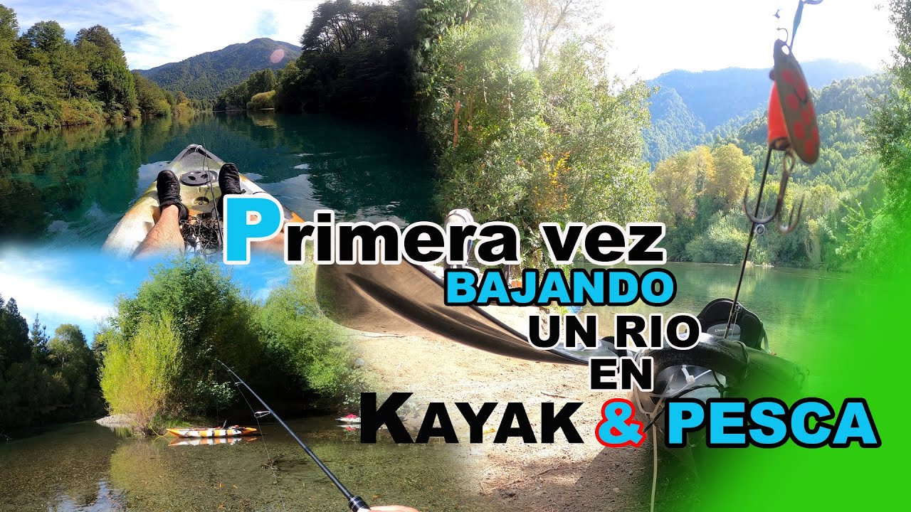 PESCA 🎣 en RIO con KAYAK 🛶, Bajando por  