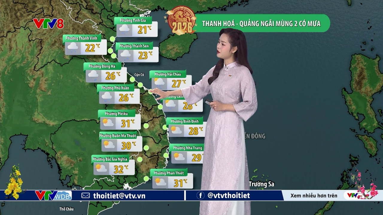 Dự báo thời tiết du lịch 7 ngày tới từ ngày 18 đến ngày 24/02/2026 | VTVWDB