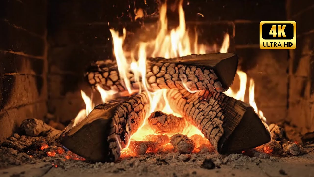 🔥 Cozy Fireplace 4K Fireplace with Crackling Fire Sounds. Crackling Fireplace 4K