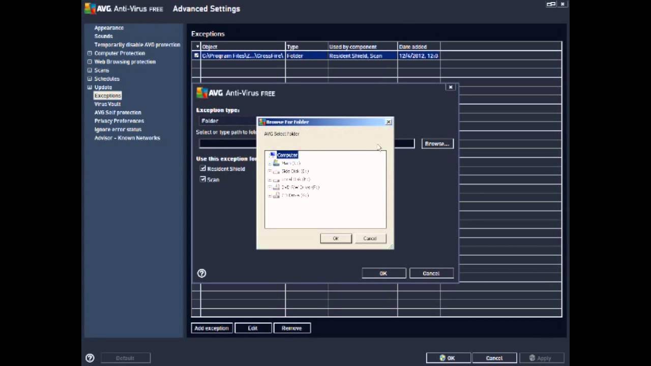 Guide: Exception Setting for AVG (AntiVirus)