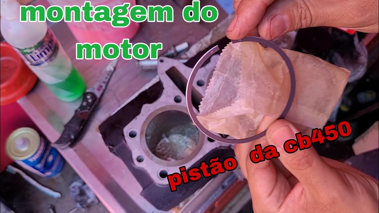 montando motor da Gs500 com pistão da cb450