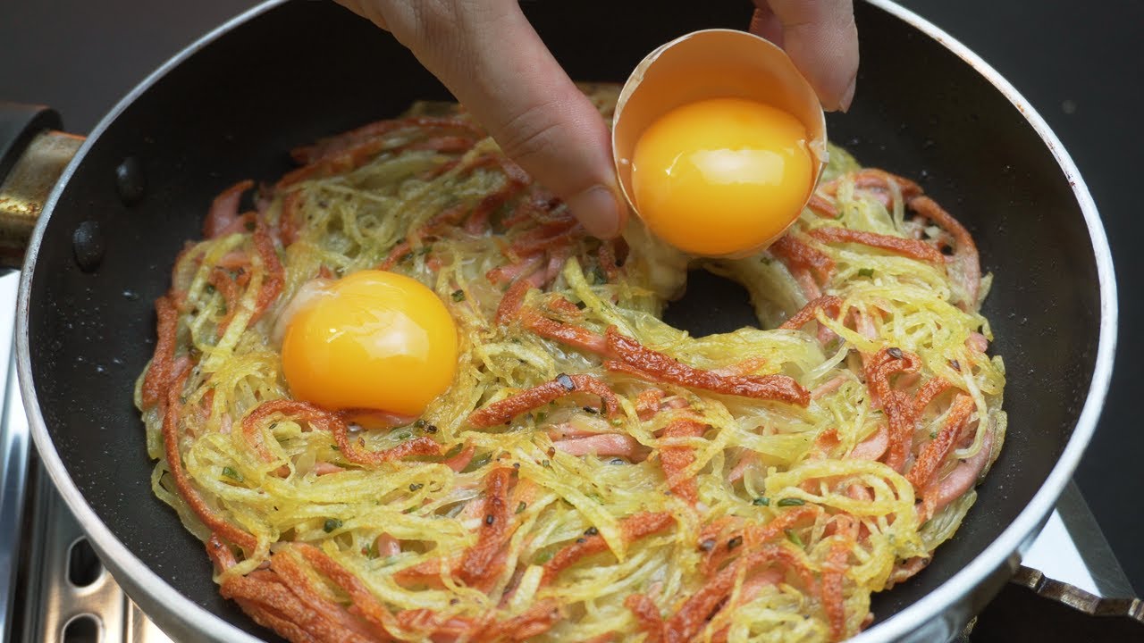 Приготовление яйца картофеля фри | Я никогда не ел таких вкусных яиц | Простой и легкий завтрак!