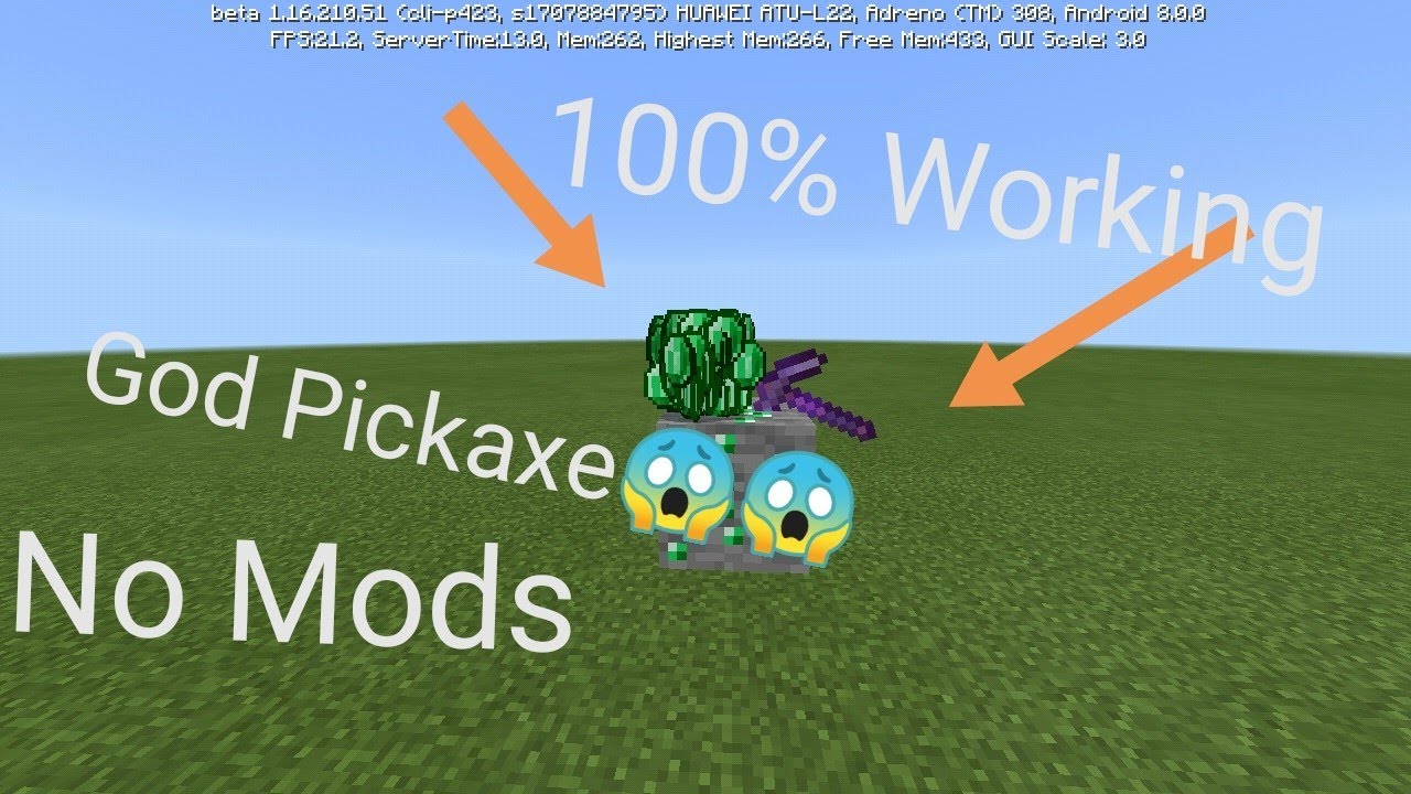 How to make a God Pickaxe in MCPE no Mods (Android/PS4/Win10)