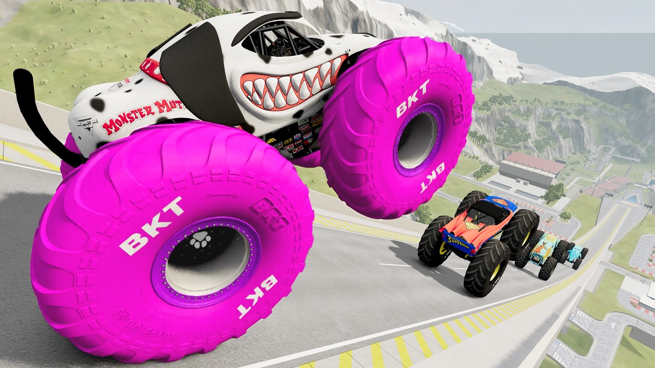Epic High Speed Monster Trucks Jumps & Crashes #099 - BeamNG Drive