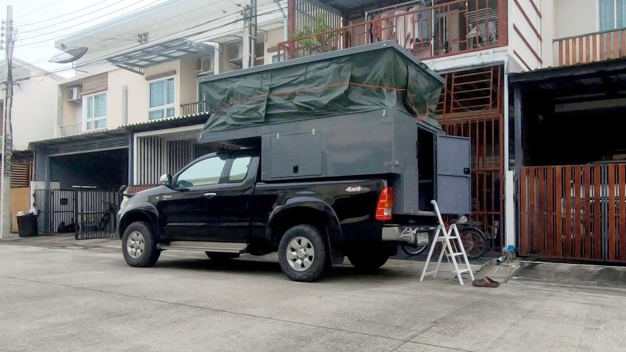 track camper วางท้ายรถกระบะ ตู้นอนสำหรับครอบครัว : นอนในรถ