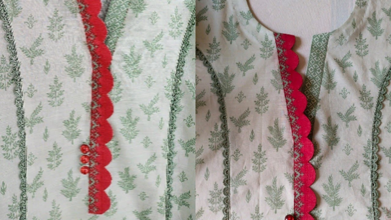 Cutwork V Placket Neck Design Cutting And Stitching | Gala Banane ka Tarika | Gala Design For Shirt