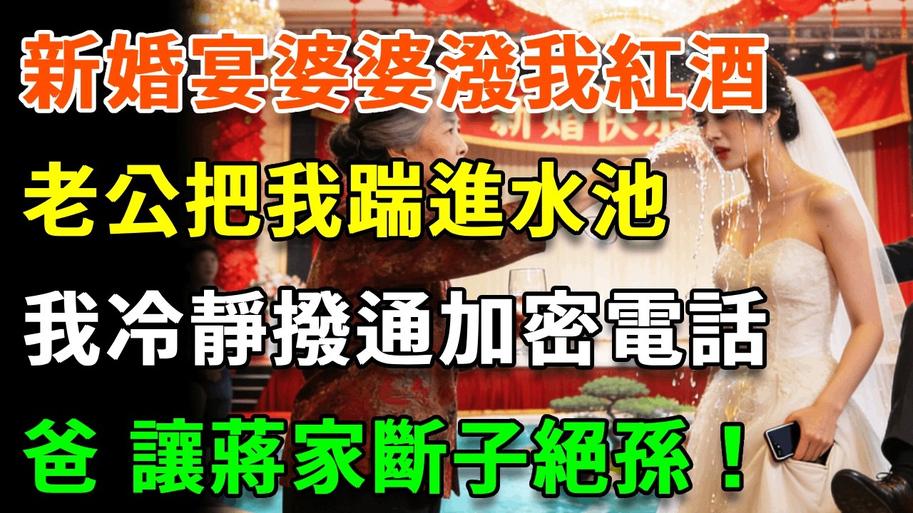 新婚宴上，婆婆當眾潑我紅酒，老公把我踹進水池！我冷靜撥通加密電話：爸，讓二叔帶人來！今天讓蔣家斷子絕孫！#詩涵講故事#為人處世#生活經驗#情感故事#晚年哲理#說故事#完結文#原創故事