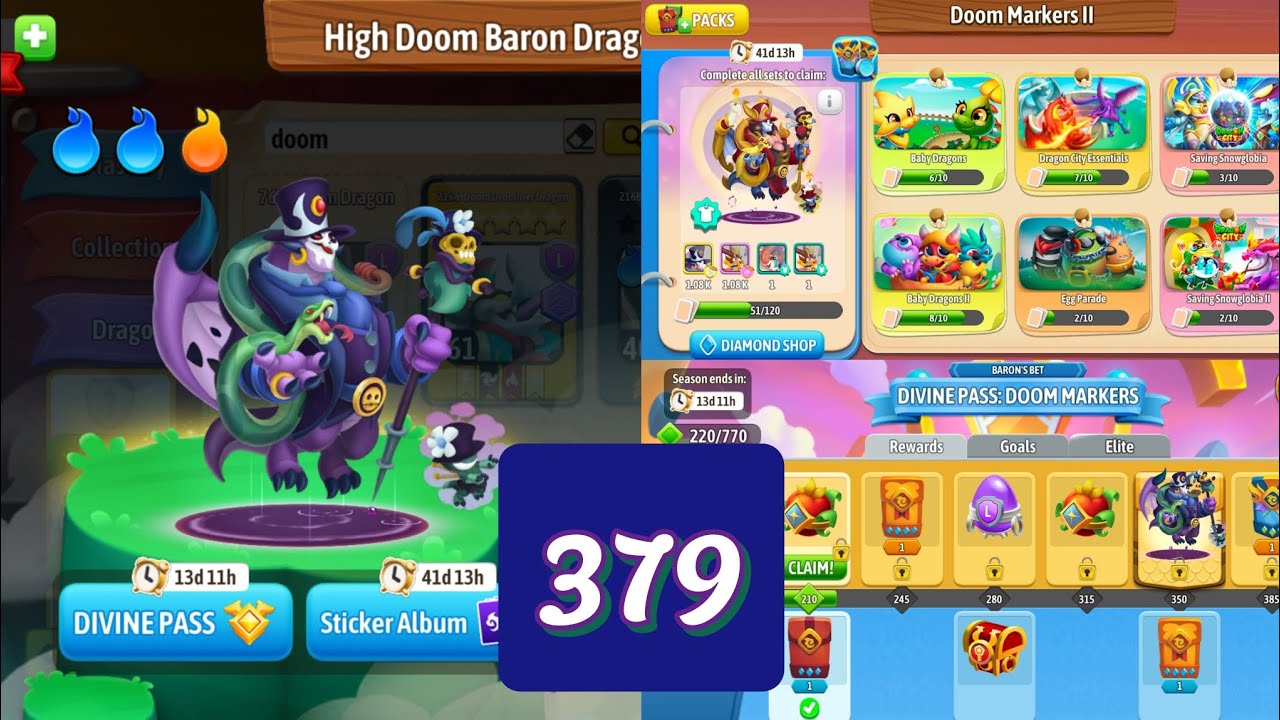 Dragon city Season 9: The Armored Alinacne Battle Gameplay Part379 New Divine pass High Doom Baron