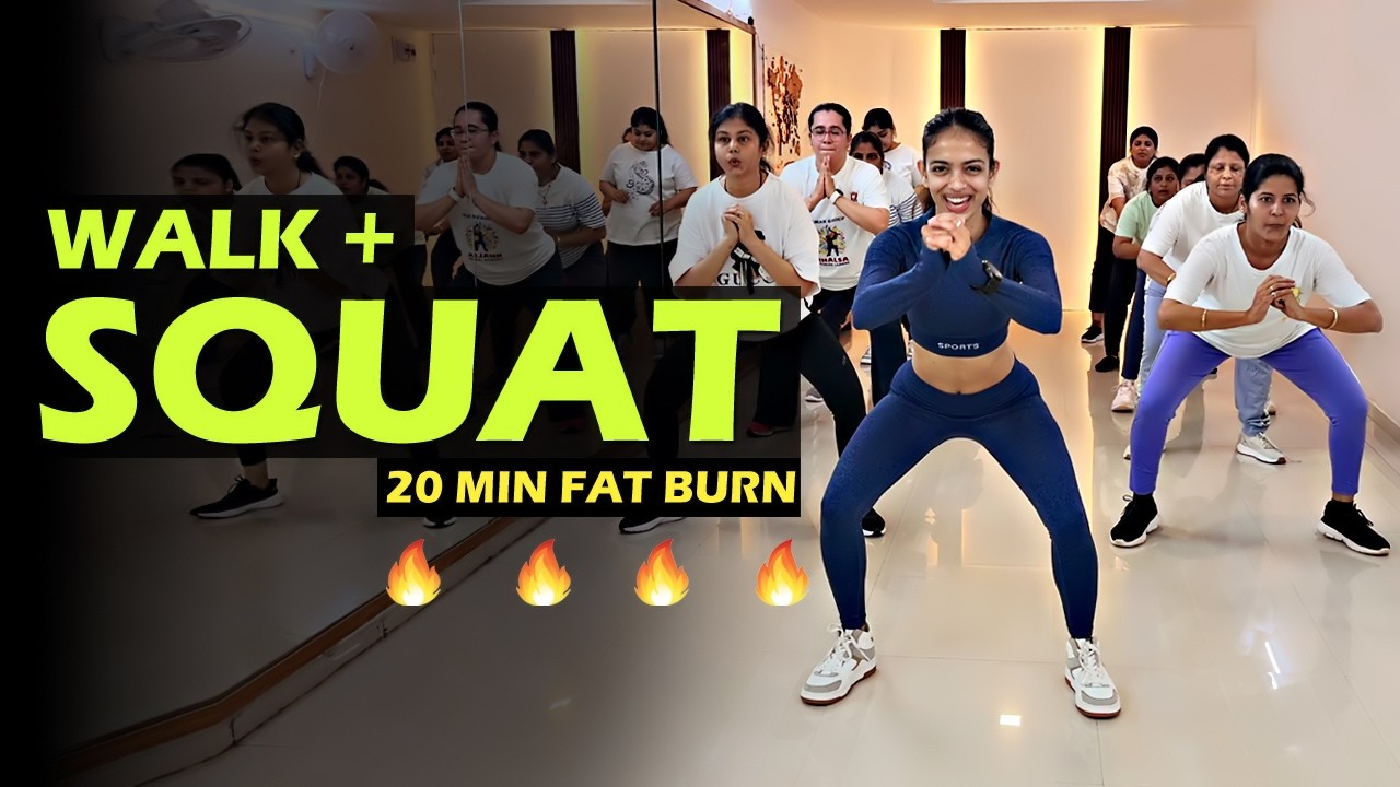 Walk + Squat: Burn Belly & Leg Fat | Tone Glutes (20 Min No Equipment)