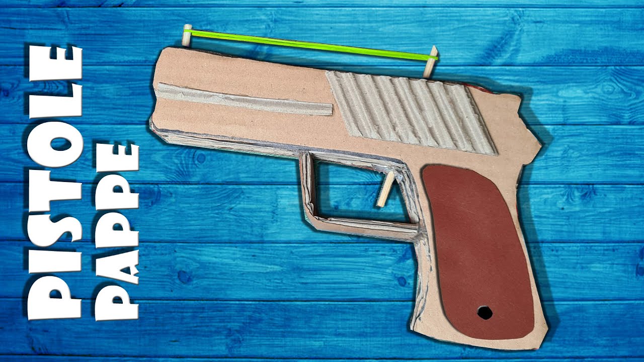Pistole basteln Spielzeug aus Pappe - cardboard toy gun paper DIY craft [4K]