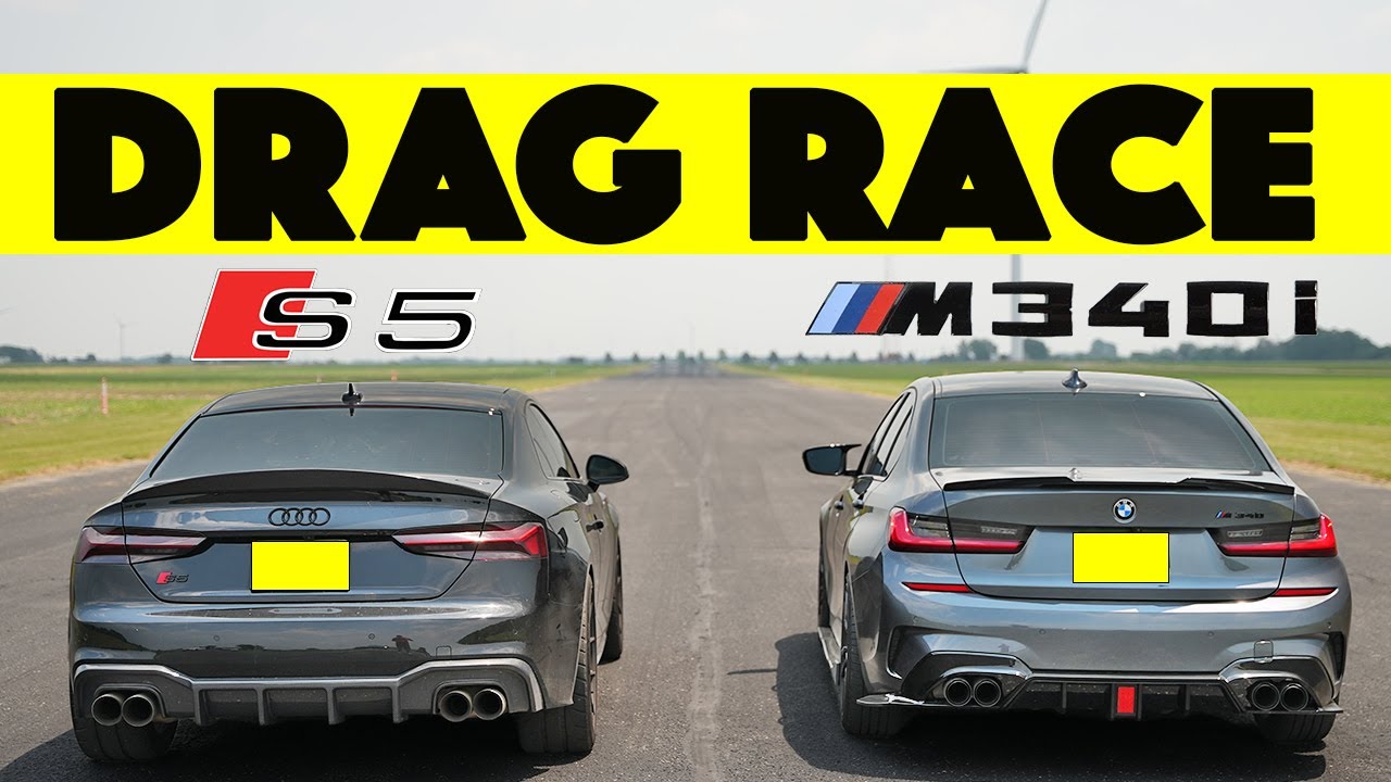 Битва 500 л.с.! Тюнингованный BMW M340i против тюнингованного Audi S5, кто-то проигрывает. Гонка ...