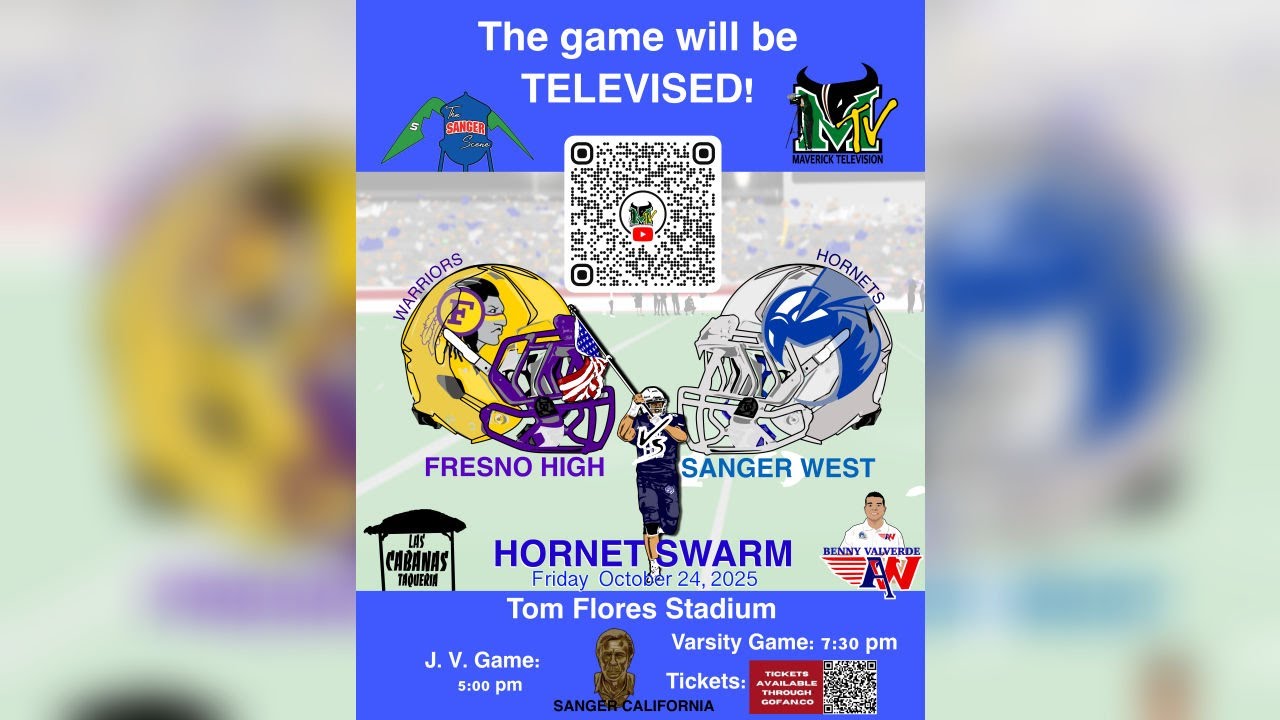 LIVE: Fresno High Warriors vs Sanger West Hornets | HORNET SWARM | MaverickTV Student Broadcast